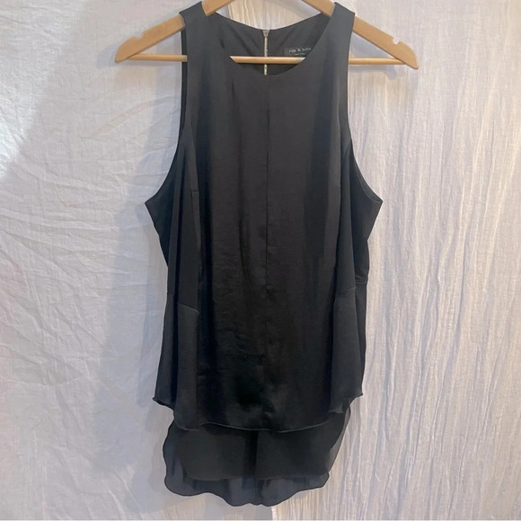 85%OFF❣️Rag & Bone Black Satin Sleek Sleeveless Blouse Tank Top, L - Picture 3 of 12